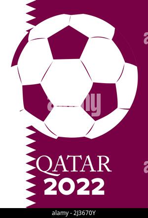 Fußball, Qatar World Cup 2022 Poster. Banner-Vorlage für Fußball-Event. Social-Media-Post für Einladung oder Buchcover. Stock Vektor