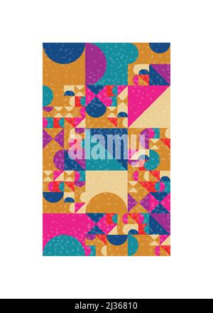 Abstraktes Poster mit geometrischen Formen. Quadrate Dreiecke und Halbkreise vintage Hintergrund Stock Vektor