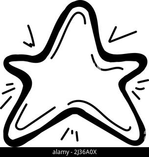Einfaches Sternsymbol, handgezeichnete Elementskizze im Doodle-Stil. Platz. Stern mit fünf Strahlen. Sonnensystem. Isolierte Vektordarstellung Stock Vektor