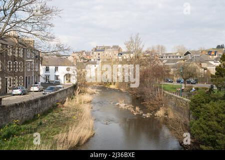 Der Fluss Slitrig fließt durch Hawick, Scottish Borders, Schottland, Großbritannien Stockfoto