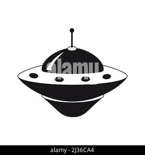 UFO-Symbol, Raumschiff von Alien. Vektor flach schwarz Farbe Stil Stock Vektor