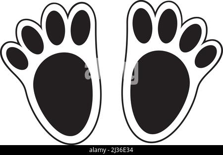 Hasenfußabdrücke (Hase) schwarz und weiß. Vektorgrafik. Stock Vektor