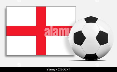 Leerer Fußball mit der Flagge der englischen Nationalmannschaft. Stockfoto