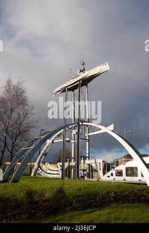 Beardmore Sculpture, Clydebank, Schottland auf der alten Beardmore Shipyard Site. Stockfoto