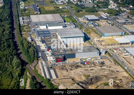 Luftaufnahme, Baustelle Gewerbegebiet und Industriepark Schalker Verein an der Europastraße mit Wheels Logistic, bilstein Group Logistics Cen Stockfoto