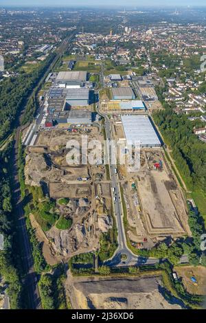 Luftaufnahme, Baustelle Gewerbegebiet und Industriepark Schalker Verein an der Europastraße mit Wheels Logistic, bilstein Group Logistics Cen Stockfoto