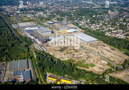 Luftaufnahme, Baustelle Gewerbegebiet und Industriepark Schalker Verein an der Europastraße mit Wheels Logistic, bilstein Group Logistics Cen Stockfoto