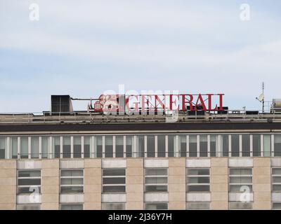 TURIN, ITALIEN - CA. FEBRUAR 2022: Generali Zeichen Stockfoto