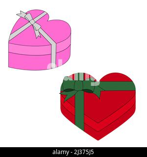 Sammlung von bunten Geschenkboxen mit weißem Hintergrund Stockfoto