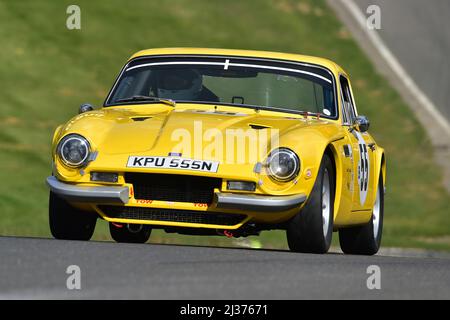 Steve Bellerby, TVR 3000m, 70's Road Sports Championship ist eine Rennserie für straßenzugelassene Seriensportwagen, die im Jahr 1970s produziert und zugelassen wurden. Stockfoto