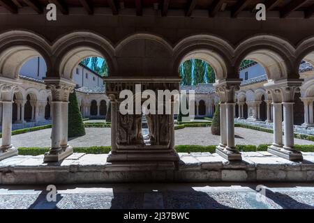 Kloster des Klosters Santa Maria la Real de las Huelgas, ein romanisches Kloster in Burgos. Spanien. Stockfoto