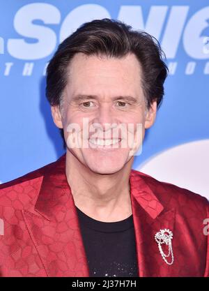 Los Angeles, Ca. 05. April 2022. Jim Carrey nimmt an der Premiere von „Sonic the Hedgehog 2“ in Los Angeles am 05. April 2022 im Regency Village Theatre in Los Angeles, Kalifornien, Teil. Kredit: Jeffrey Mayer/Jtm Fotos/Media Punch/Alamy Live News Stockfoto
