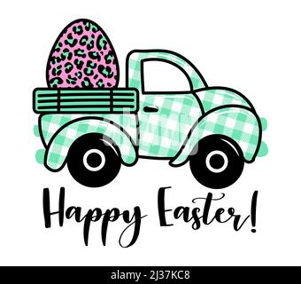 Frohe Ostern! - Kalligraphie Phrase. Schriftzug für Bunny Day Grußkarte, Einladung. Gut für T-Shirt, Becher, Geschenk, Druckmaschine. Büffelpicker Stock Vektor