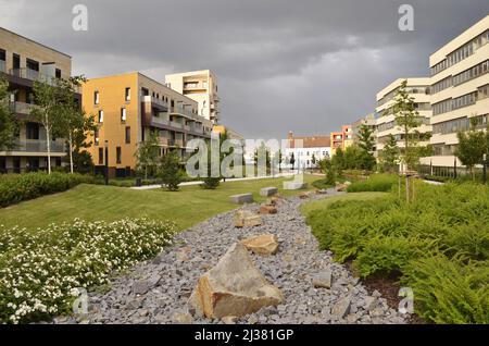 Baarův Park, moderne Wohnanlagen und Landschaft in Michle Bezirk von Prag Tschechien. Stockfoto