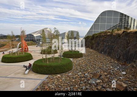 Moderne Landschaft mit kulturellen Orten, Stadt der Kultur von Galicien in Santiago de Compostela Spanien. Stockfoto