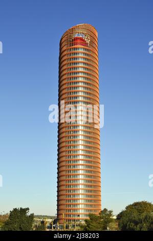 Torre Sevilla - modernes Bürogebäude Wahrzeichen Wolkenkratzer von César Pelli Architekt, Sevilla Andalusien Spanien. Stockfoto