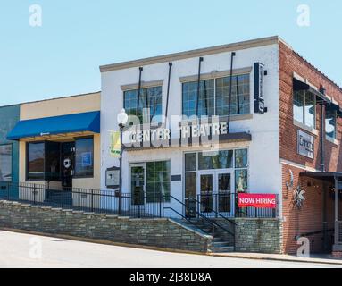 FORT MILL, S.C., 2. APRIL 22: Das Center Theatre an der Main Street in der Innenstadt. Stockfoto