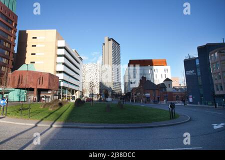 Blick auf Arundel Gate in und Shefield Hallam University in Sheffield, Yorkshire in Großbritannien Stockfoto