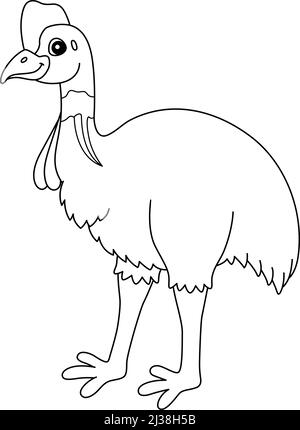 Cassowary Bird Animal Coloring Page Isoliert Stock Vektor