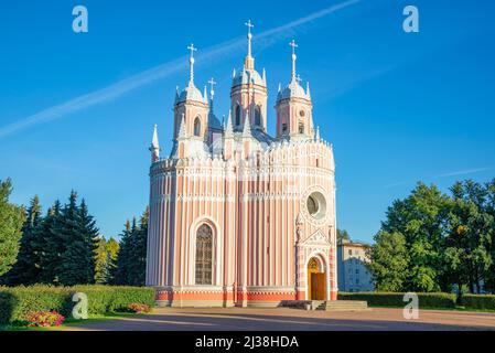 Die Geburtskirche des Hl. Johannes des Täufers (Ches-Menskaya), Septembertag. Sankt Petersburg, Russland Stockfoto