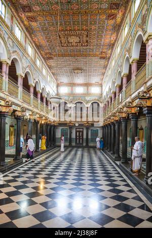 Sri Letchmi Vilas, Lakshmi Vilas, Attangudi Palace oder allgemein bekannt als Periya Veedu in Attangudi, Chettinad, Tamil Nadu, Indien Stockfoto