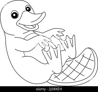 Platypus Animal Coloring Page isoliert für Kinder Stock Vektor