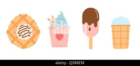 Sommer-Set aus Eis, flaches Design, Vektor Stock Vektor
