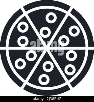 Pizza-Ikone. Isolierte Vektorsilhouetten für Fast Food und Backwaren Stock Vektor