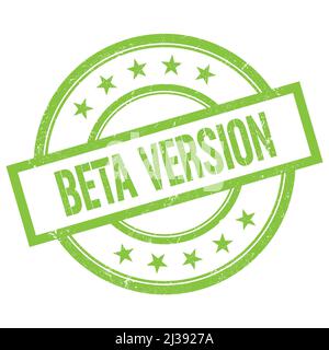 BETA-VERSION Text auf grünem runden Vintage-Stempel geschrieben. Stockfoto