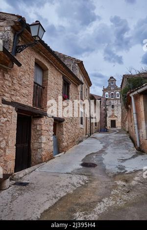 Maderuelo ist ein schönes und mittelalterliches Dorf in der Provinz Segovia, Spanien Stockfoto