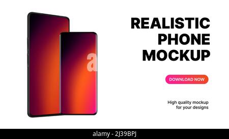 Realistisches Smartphone Mockup. Hochwertige Banner-Vorlage für Präsentationsdesign. Vektorgrafik Stock Vektor