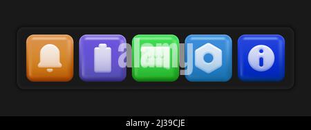 Farbenfrohes Mini-Set mit 3D Symbolen. Vektorgrafik Stock Vektor