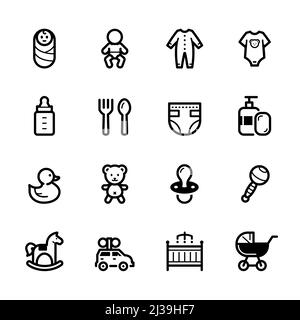 Baby-Symbole mit weißem Hintergrund Stockfoto