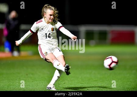 Burton Upon Trent, Großbritannien. 03. März 2022. Alixe Bosteels aus Belgien während des UEFA Womens U19 Championship Qualifying (League A, Group 3)-Spiels zwischen Island und Belgien im St. Georges Park in Burton Upon Trent. Will Palmer/SPP Kredit: SPP Sport Pressefoto. /Alamy Live News Stockfoto