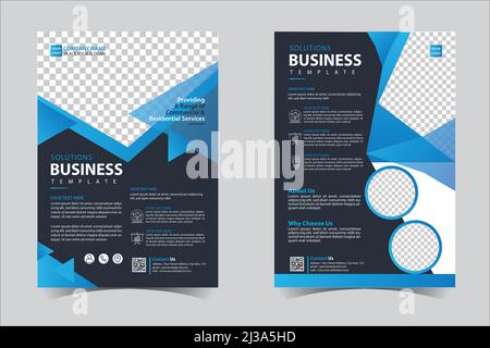 Schwarz-blaue Cover-Designs für Geschäftsbericht, Broschüren, Flyer, Präsentationen, Prospekt, Magazin A4 Größe. Designvektor für Deckblatt-Vorlage Stock Vektor