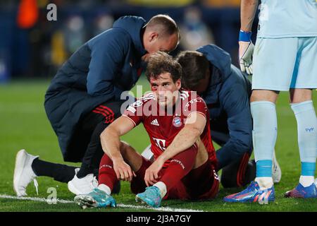 Vila-Real, Spanien. 6. April 2022. Leon Goretzka (Bayern) Fußball/Fußball : UEFA Champions League Viertelfinale 1.-Beinspiel zwischen Villarreal CF 1-0 FC Bayern München im Estadio de la Ceramica in Vila-Real, Spanien . Quelle: Mutsu Kawamori/AFLO/Alamy Live News Stockfoto