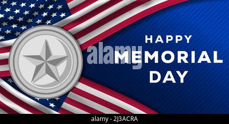 memorial Day Illustration mit realistischen amerikanischen Flaggen Stock Vektor