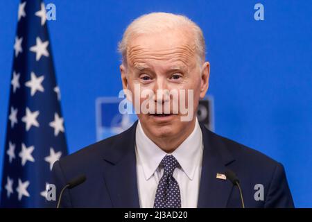 BRÜSSEL, BELGIEN. 24.. März 2022. Joe Biden, Präsident der Vereinigten Staaten von Amerika, während der Pressekonferenz nach dem außerordentlichen NATO-GIPFEL 2022. Stockfoto