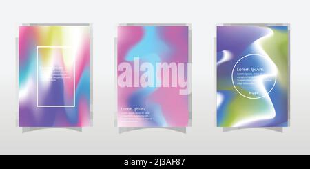 Vektor unscharfe holografische Hintergründe eingestellt. Chrome holografische Vorlagen. Stock Vektor