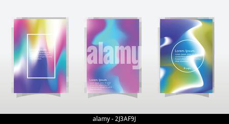 Moderne holografische Folie Hintergrund. Abstrakte Abdeckungen gesetzt. Coole Farbverläufe Formen Komposition. EPS10 Vektor. Stock Vektor