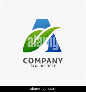 Buchstabe Ein Blatt Logo Design Stock Vektor