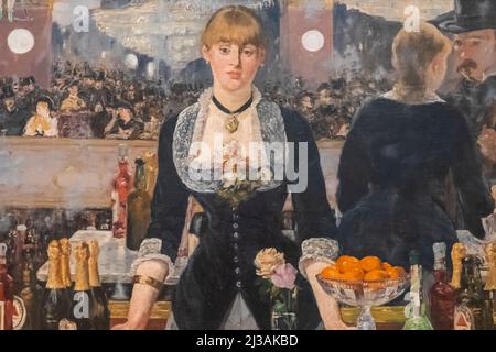 England, London, Somerset House, The Courtauld Gallery, Gemälde mit dem Titel „A Bar at the Folies-Bergere“ von Edouard Manet aus dem Jahr 1882 Stockfoto