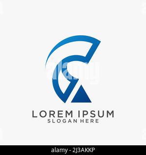 Bleistiftlogo mit dem Buchstaben C Stock Vektor