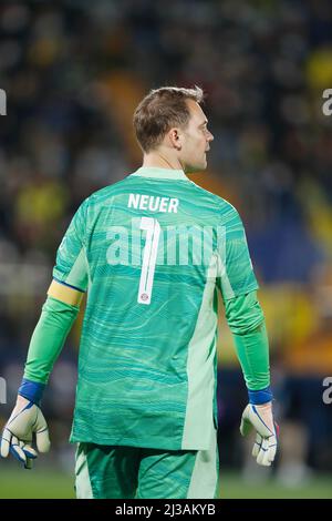 Vila-Real, Spanien. 6. April 2022. Manuel Neuer (Bayern) Fußball/Fußball : UEFA Champions League Viertelfinale 1.-Beinspiel zwischen Villarreal CF 1-0 FC Bayern München im Estadio de la Ceramica in Vila-Real, Spanien . Quelle: Mutsu Kawamori/AFLO/Alamy Live News Stockfoto