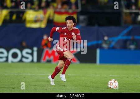 Vila-Real, Spanien. 6. April 2022. Leroy Sane (Bayern) Fußball/Fußball : UEFA Champions League Viertelfinale 1.-Leg-Match zwischen Villarreal CF 1-0 FC Bayern München im Estadio de la Ceramica in Vila-Real, Spanien . Quelle: Mutsu Kawamori/AFLO/Alamy Live News Stockfoto