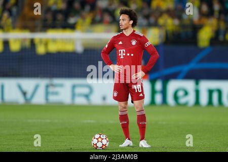 Vila-Real, Spanien. 6. April 2022. Leroy Sane (Bayern) Fußball/Fußball : UEFA Champions League Viertelfinale 1.-Leg-Match zwischen Villarreal CF 1-0 FC Bayern München im Estadio de la Ceramica in Vila-Real, Spanien . Quelle: Mutsu Kawamori/AFLO/Alamy Live News Stockfoto