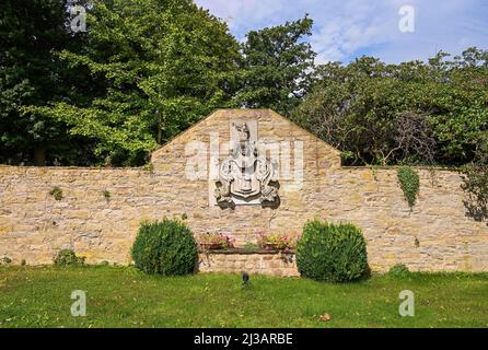 Wappen, Schlosshotel Münchhausen, Schloss Schwebber, Niedersachsen, Deutschland Stockfoto