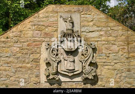 Wappen, Schlosshotel Münchhausen, Schloss Schwebber, Niedersachsen, Deutschland Stockfoto