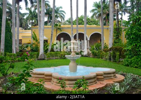 Brunnen, Hacienda Chichen Resort, Chichen Itza, Yucatan, Mexiko Stockfoto