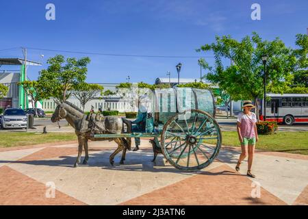 Monument Horse and Cart, Plaza Juan Carbo, Campeche, Mexiko Stockfoto